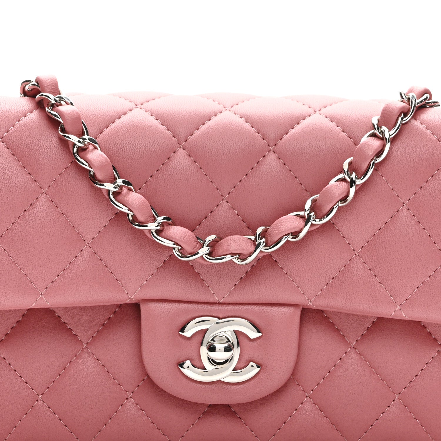 Chanel Lambskin Quilted Mini Rectangular Flap Pink 8 of 11