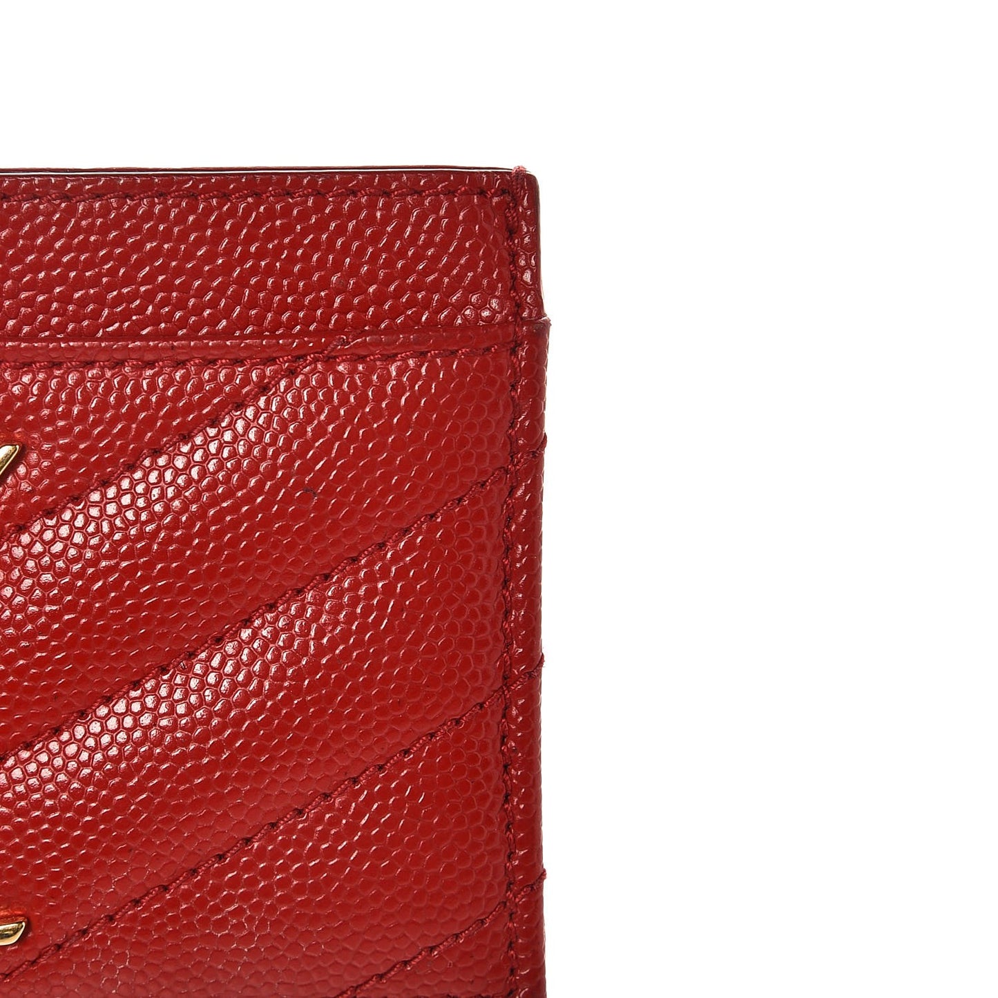 Grain De Poudre Matelasse Chevron Monogram Credit Card Case Lipstick Red