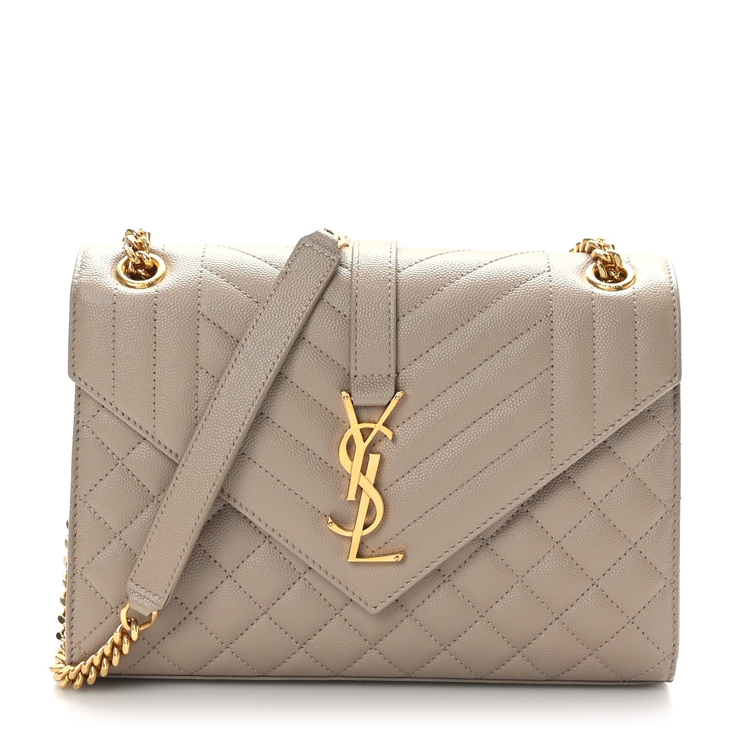 Grain De Poudre Textured Mixed Matelasse Medium Triquilt Monogram Satchel Greyish Brown