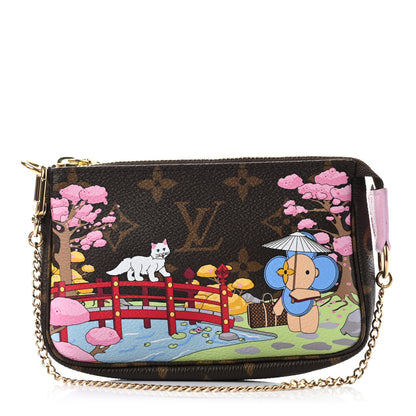 Louis Vuitton Monogram 2021 Christmas Animation Japanese Garden Mini Pochette Accessories Wisteria Pink 1 of 7