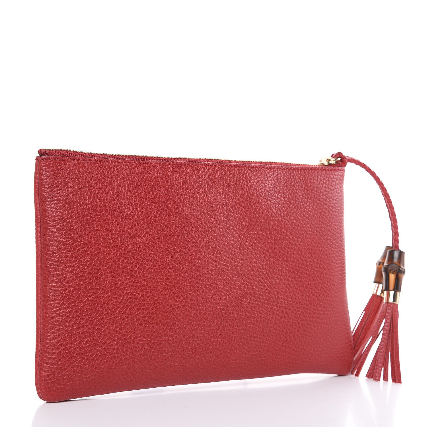 Gucci Calfskin Bamboo Clutch Red 3 of 9