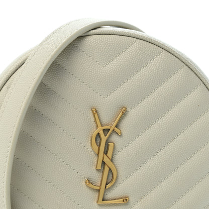 Saint Laurent Grain De Poudre Matelasse Chevron Quilted Round Vinyle Camera Bag Crema Soft 8 of 14