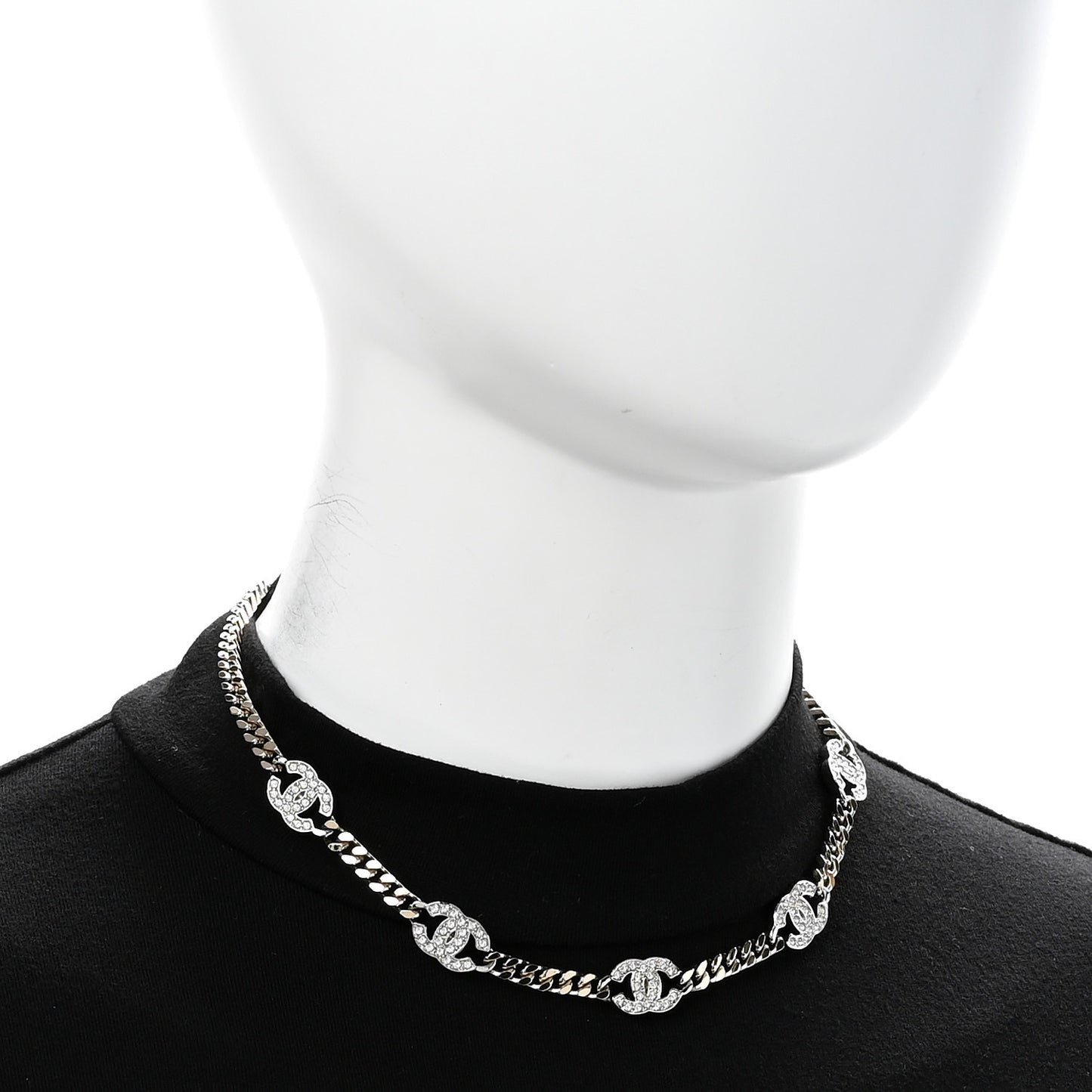 Crystal Chain CC Link Choker Gold Silver