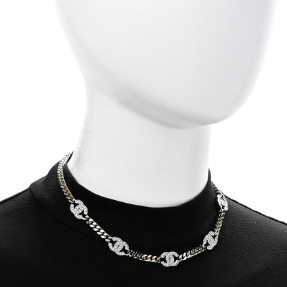Chanel Crystal Chain CC Link Choker Gold Silver 2 of 7