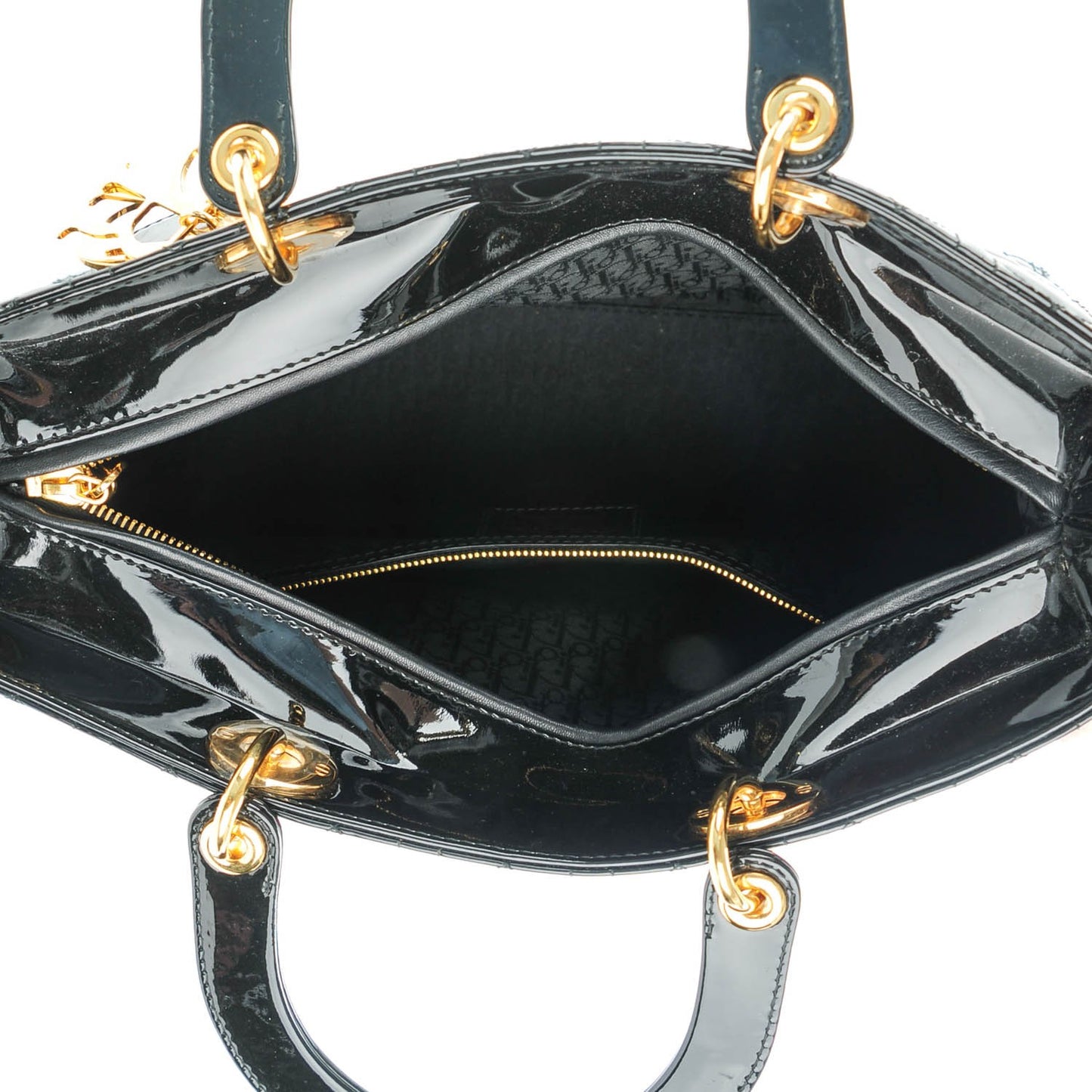 Patent Cannage Large Lady Dior Black