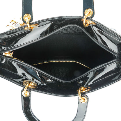 Christian Dior Patent Cannage Large Lady Dior Black 7 of 10