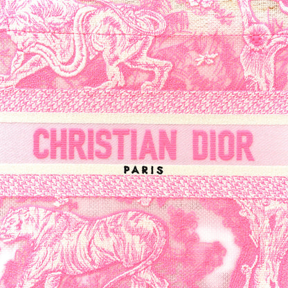 Christian Dior Transparent Canvas Embroidered Small Toile De Jouy Reverse Book Tote Fluorescent Pink 8 of 13