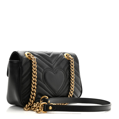 Gucci Calfskin Matelasse Mini GG Marmont Shoulder Bag Black 3 of 8