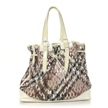 Burberry Supernova Check Net Drawstring Bag White 1 of 11