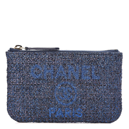 Chanel Woven Straw Raffia Deauville Cosmetic Pouch Blue 1 of 8