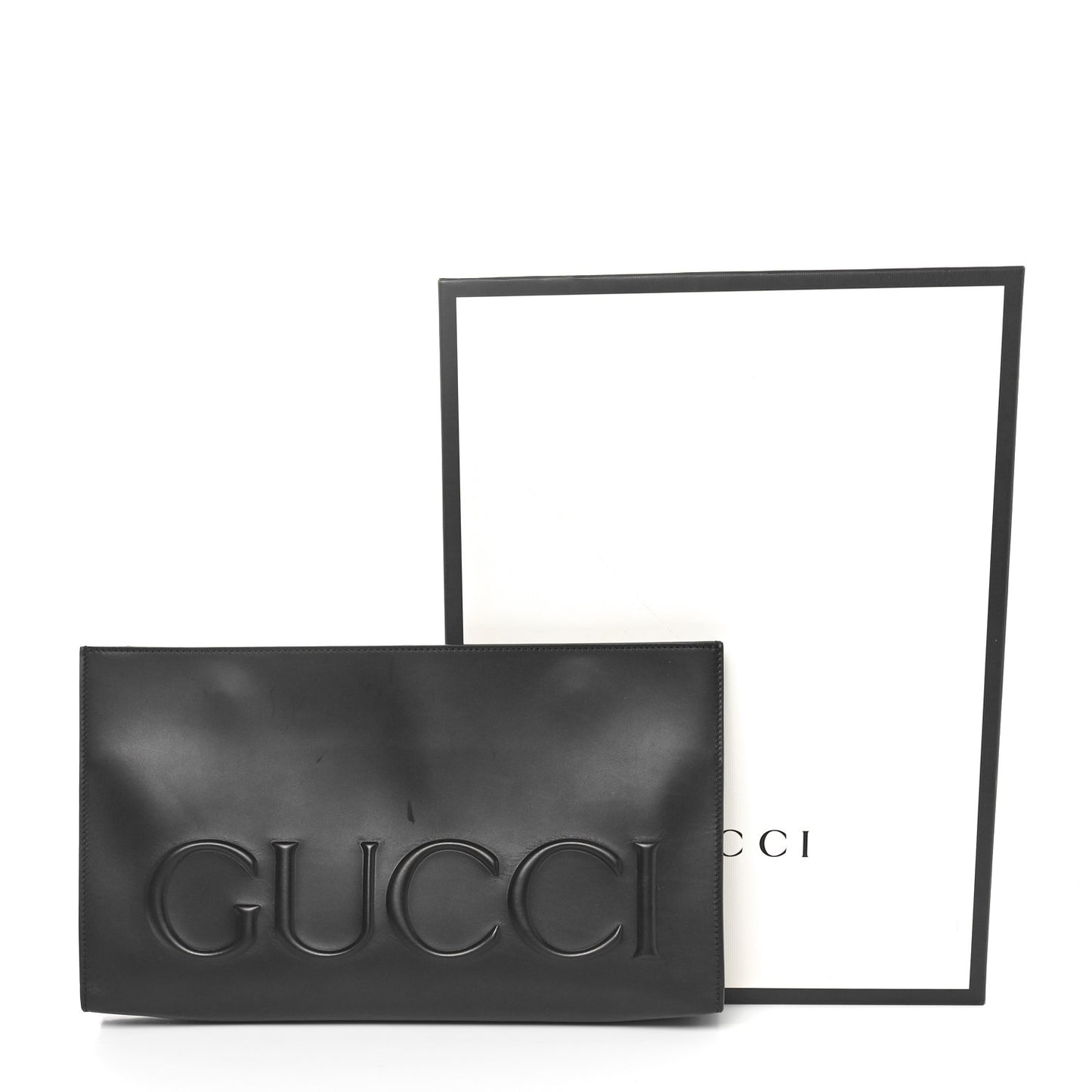 Calfskin Embossed XL Clutch Black