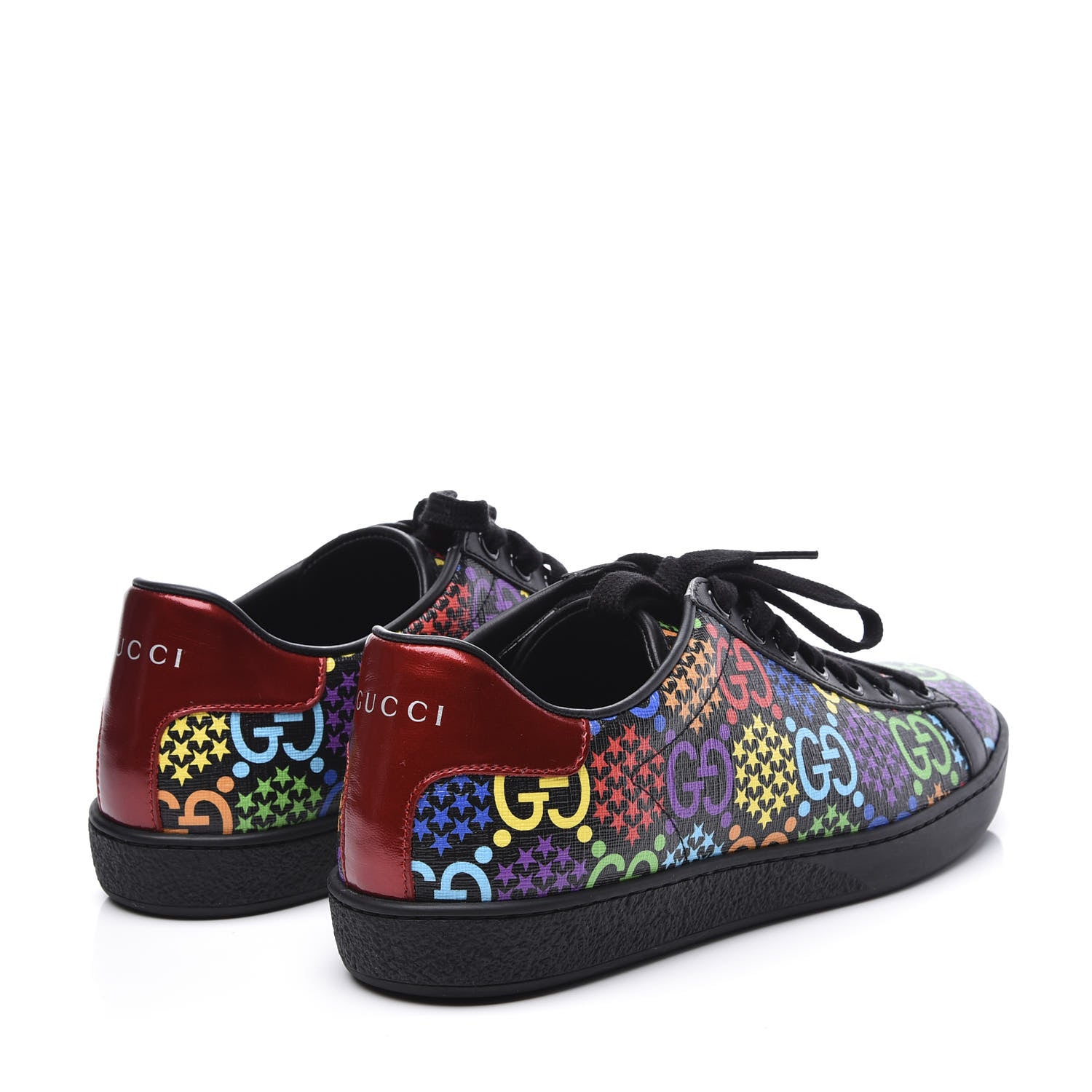 Gucci GG Supreme Monogram Psychedelic Womens Ace Sneakers 37 Black Multicolor 4 of 11