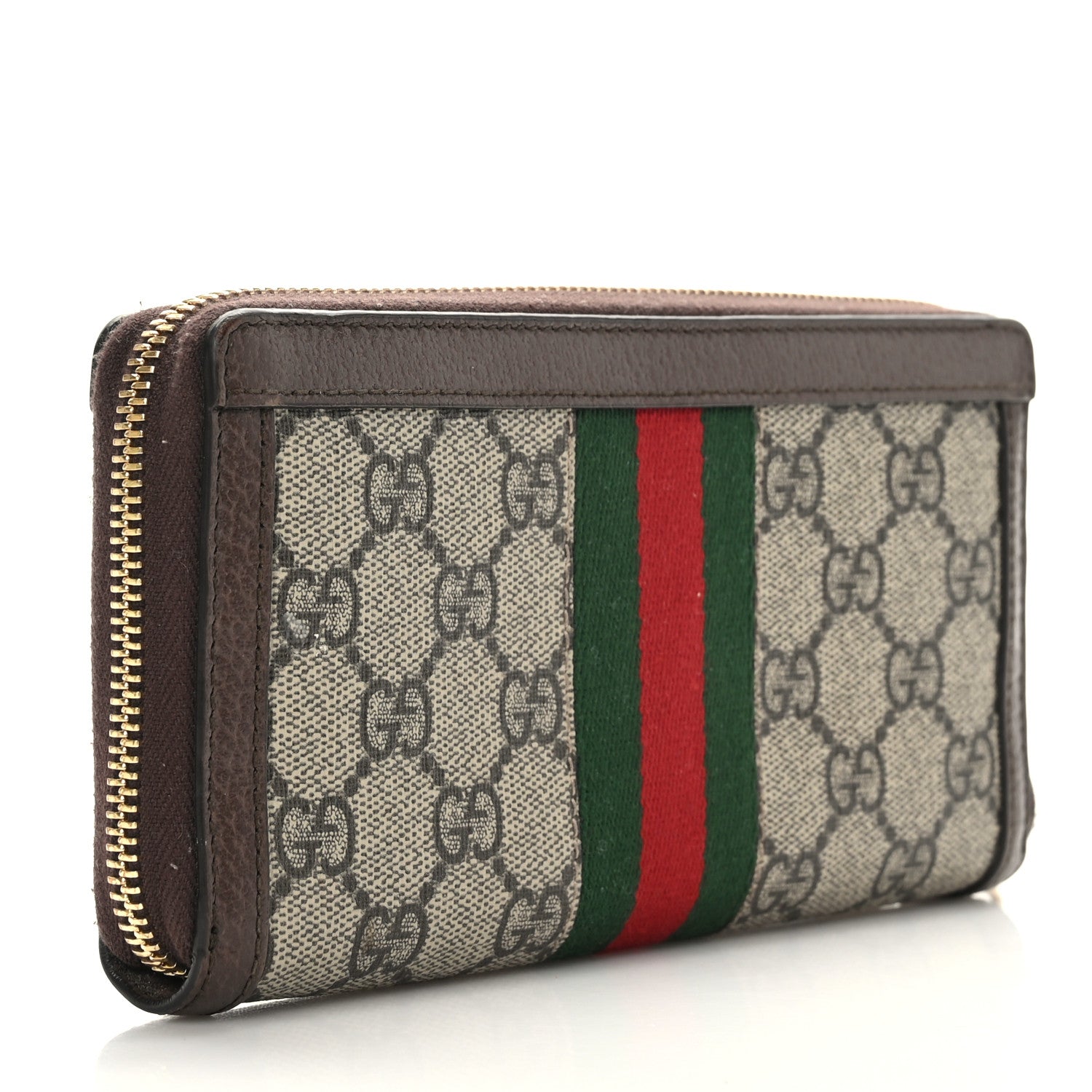 Gucci GG Supreme Monogram Web Ophidia Zip Around Wallet Brown 3 of 7