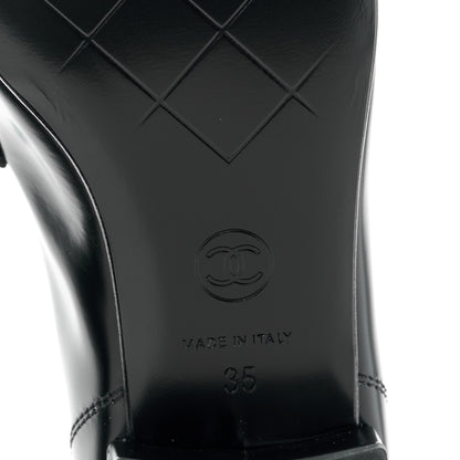 Chanel Shiny Calfskin Logo Loafers 35 Black 6 of 11