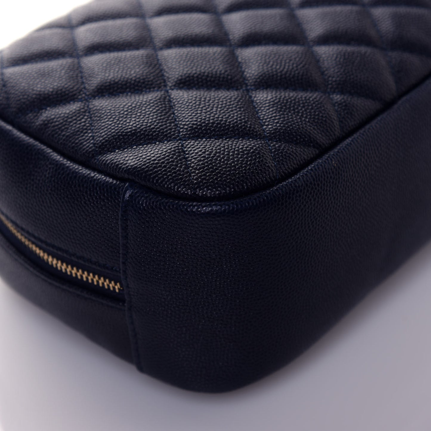 Caviar Quilted Curvy Pouch Cosmetic Case Navy