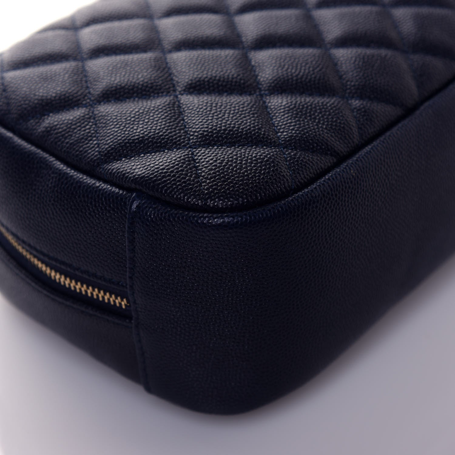Chanel Caviar Quilted Curvy Pouch Cosmetic Case Navy 9 of 12