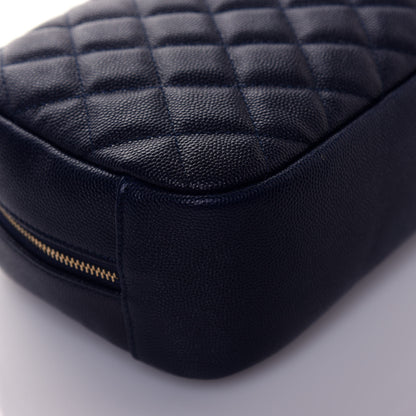 Chanel Caviar Quilted Curvy Pouch Cosmetic Case Navy 9 of 12