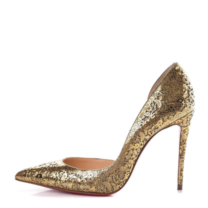 Christian Louboutin Patent Laser Cut Iriza 100 Pumps 36.5 Gold 1 of 10