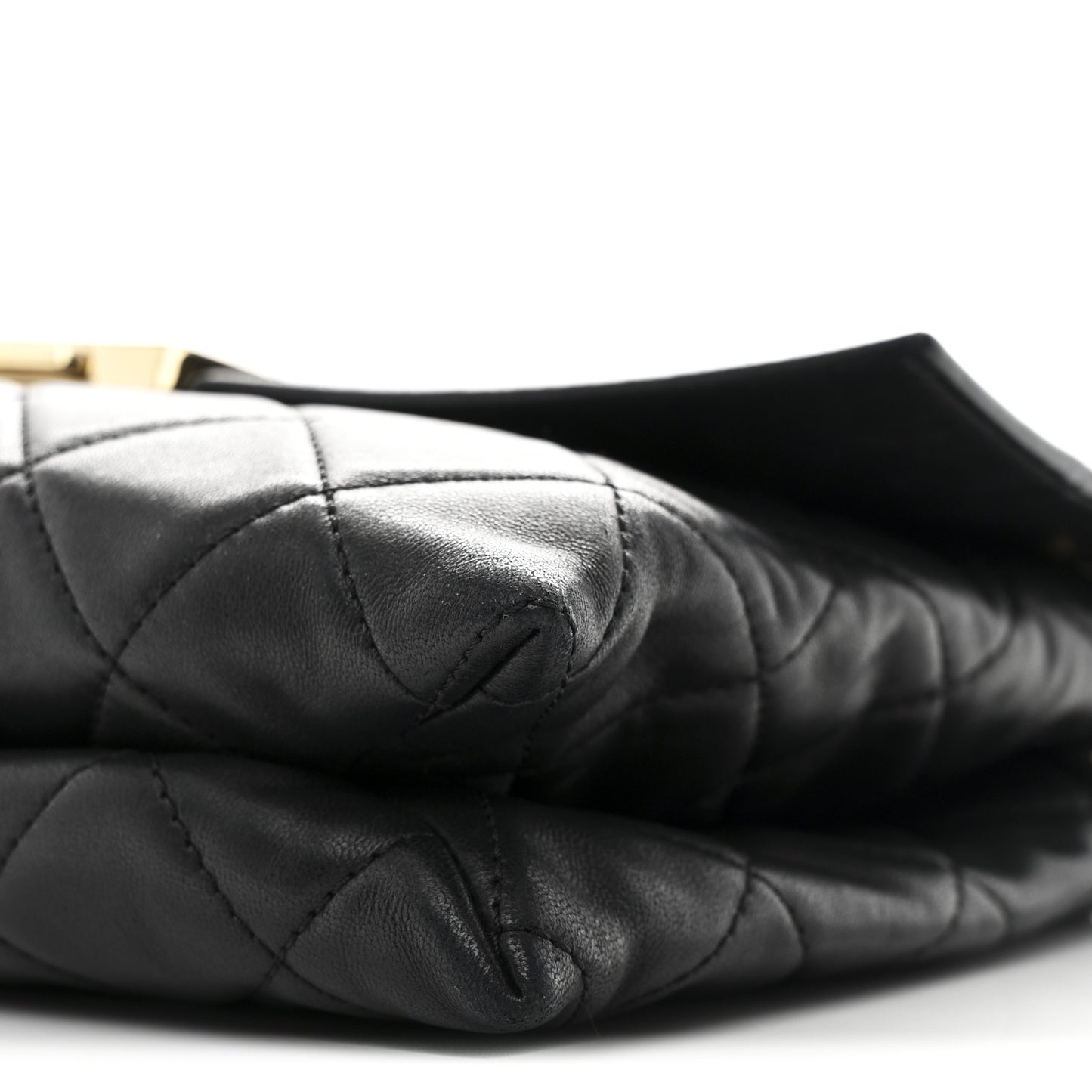 Lambskin Quilted Retro Label Clutch Black