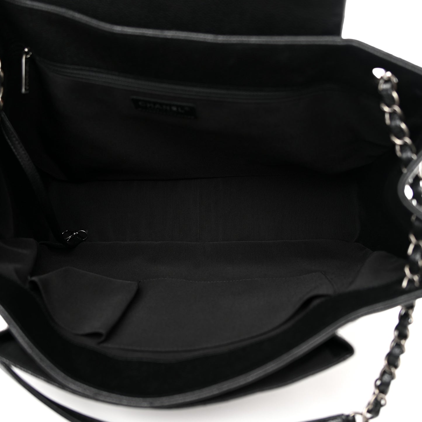 Caviar Quilted Flap Tote Black