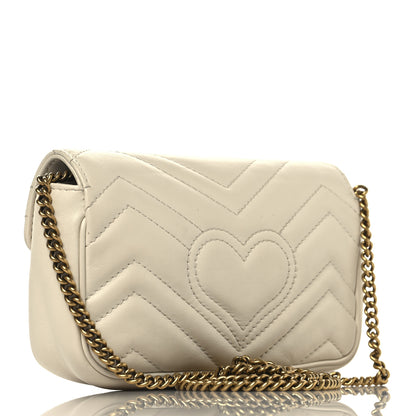 Gucci Calfskin Matelasse Super Mini GG Marmont Shoulder Bag White 2 of 10
