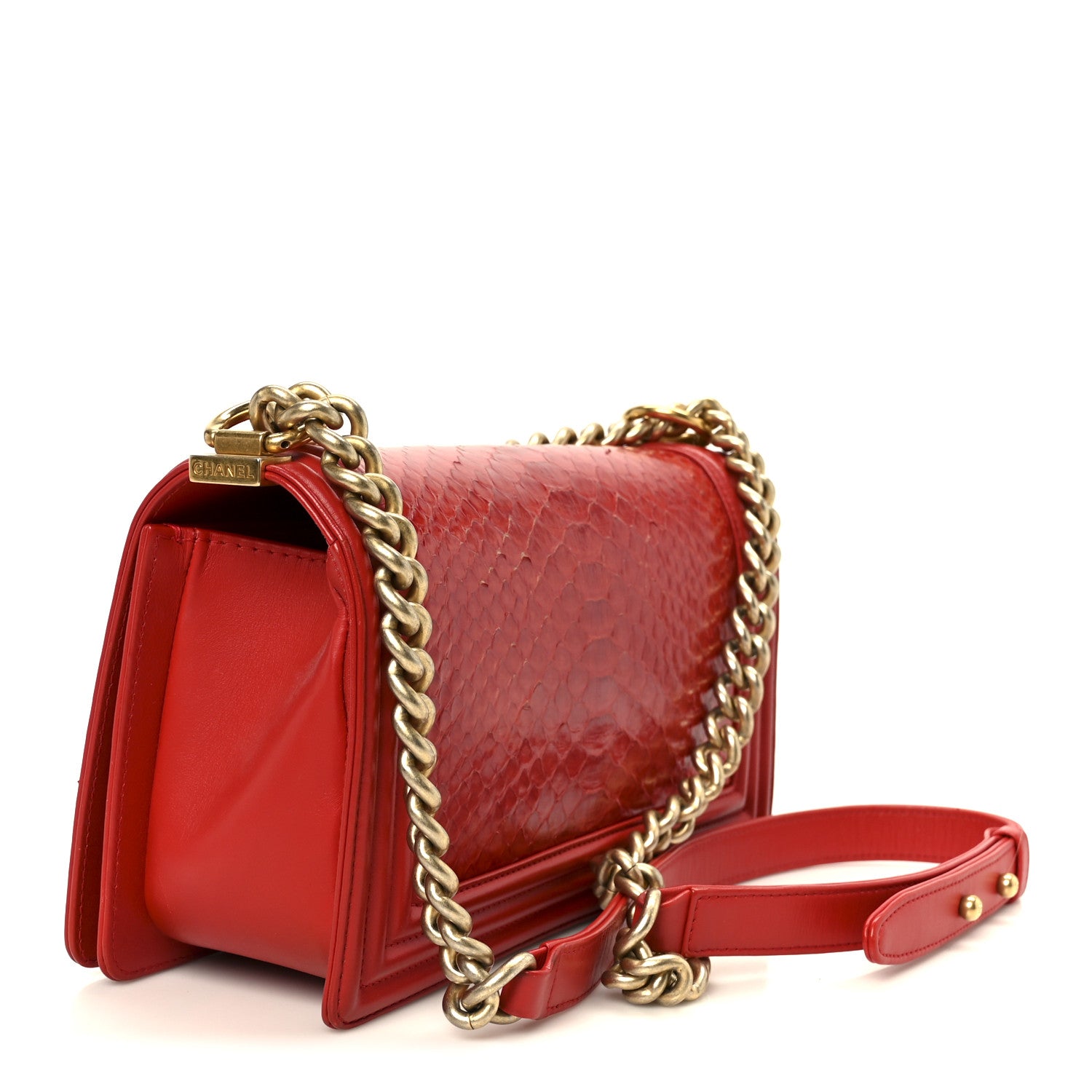 Chanel Snakeskin Medium Boy Flap Red 3 of 10