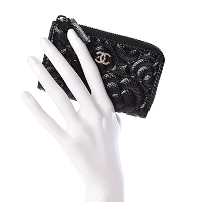 Chanel Caviar Camellia Embossed Key Holder Case Black 2 of 8