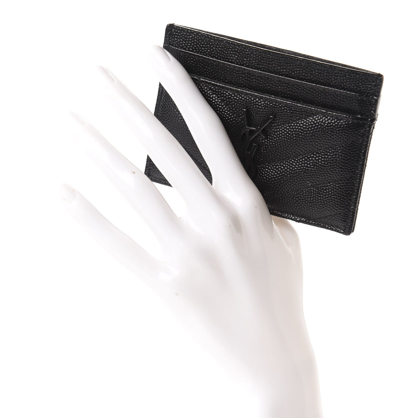 Grain De Poudre Matelasse Chevron Monogram Credit Card Case Black