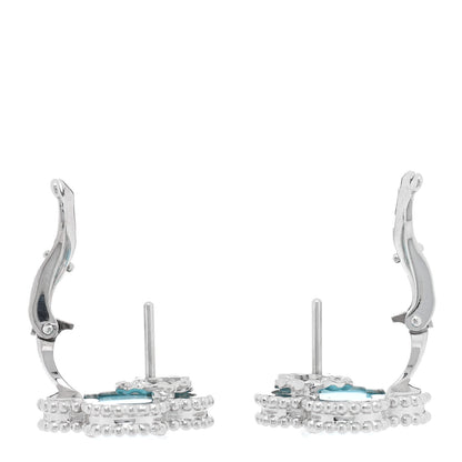 Van Cleef & Arpels 18K White Gold Turquoise Vintage Alhambra Earrings 3 of 4