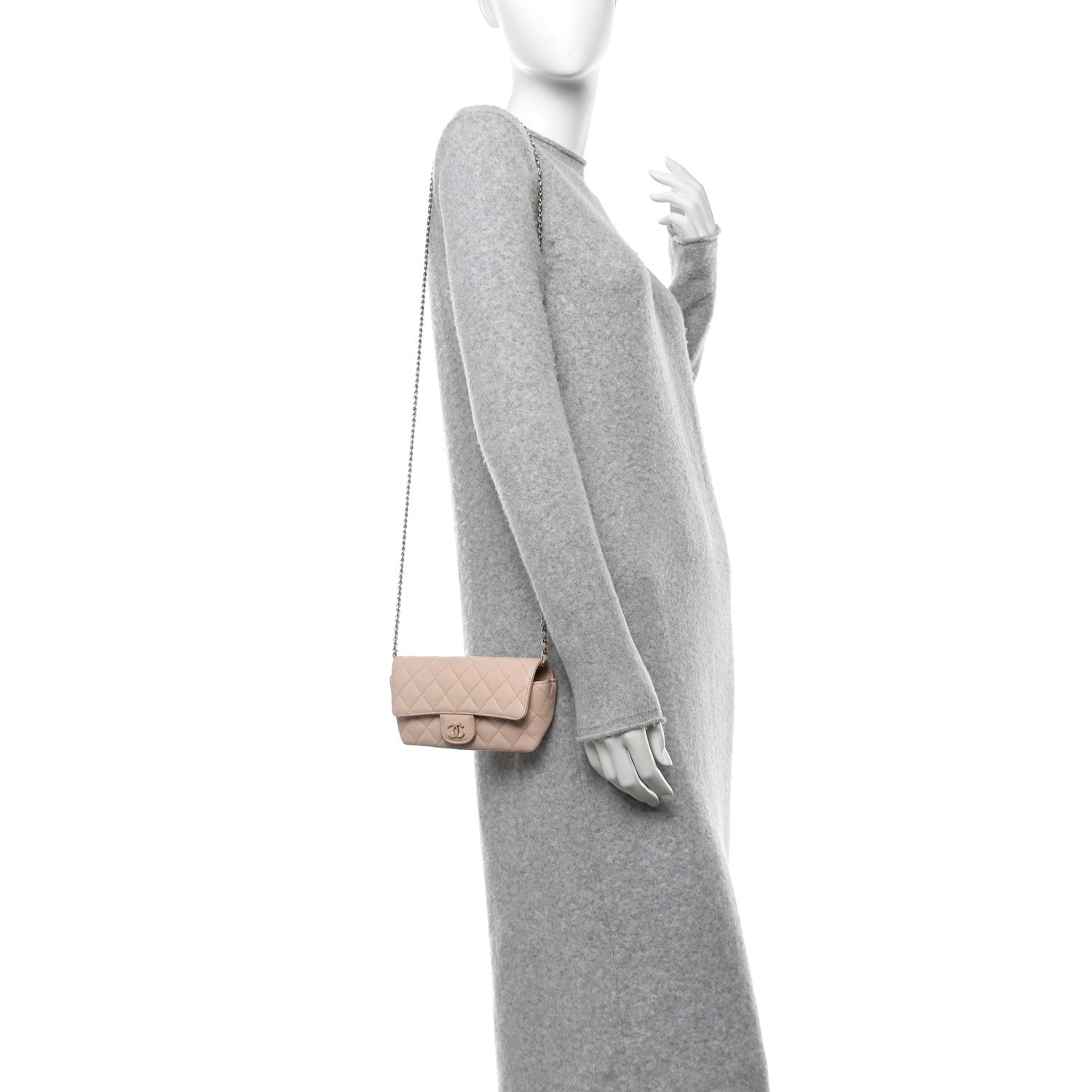 Chanel Caviar Quilted Glasses Case With Chain Beige 2 of 13