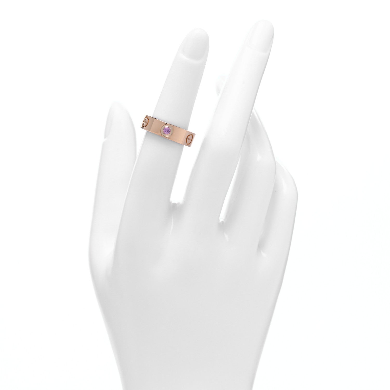 Cartier 18K Pink Gold Pink Sapphire 5.5mm LOVE Ring 50 5.25 2 of 4