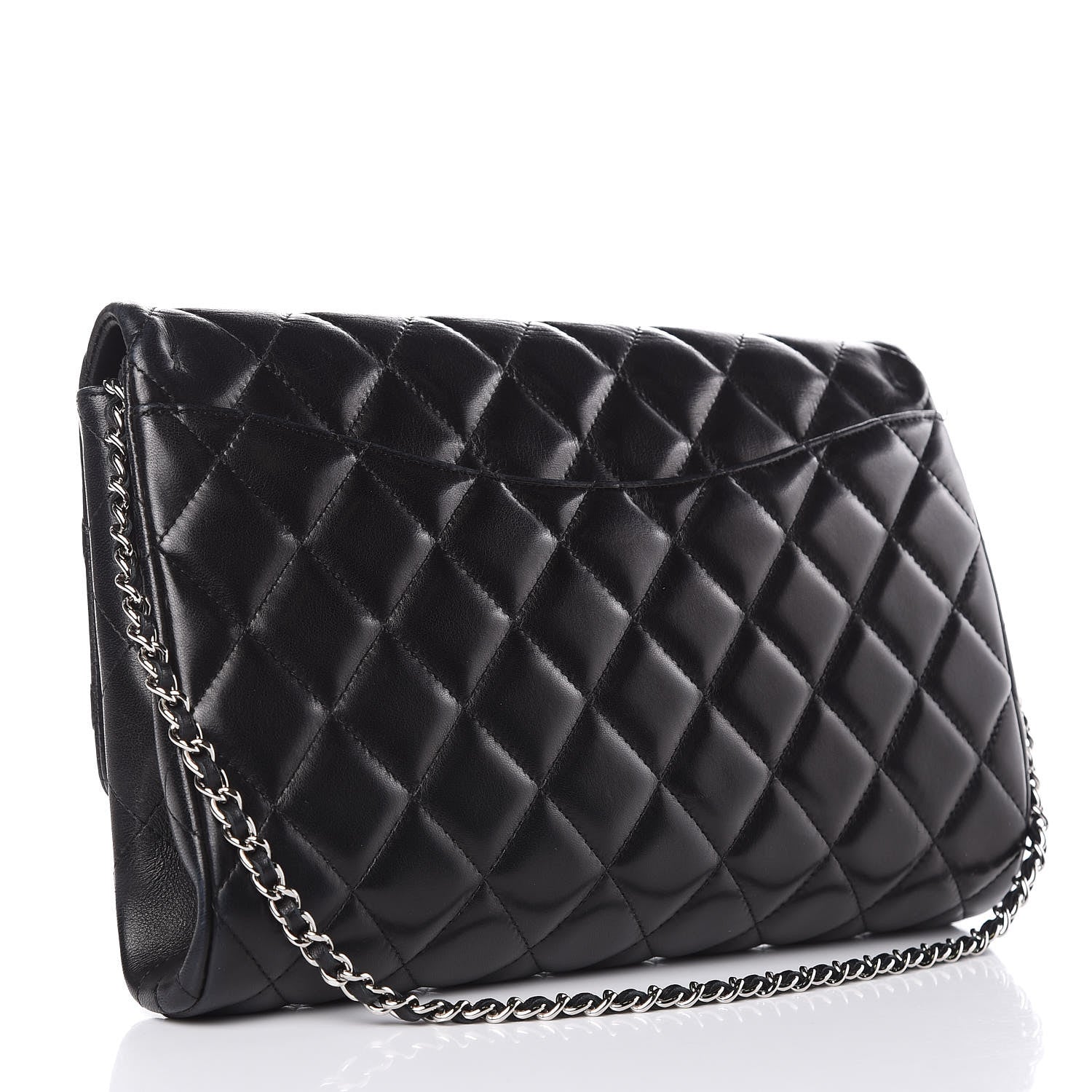 Chanel Lambskin Quilted Clutch With Chain Flap Black 4 of 16
