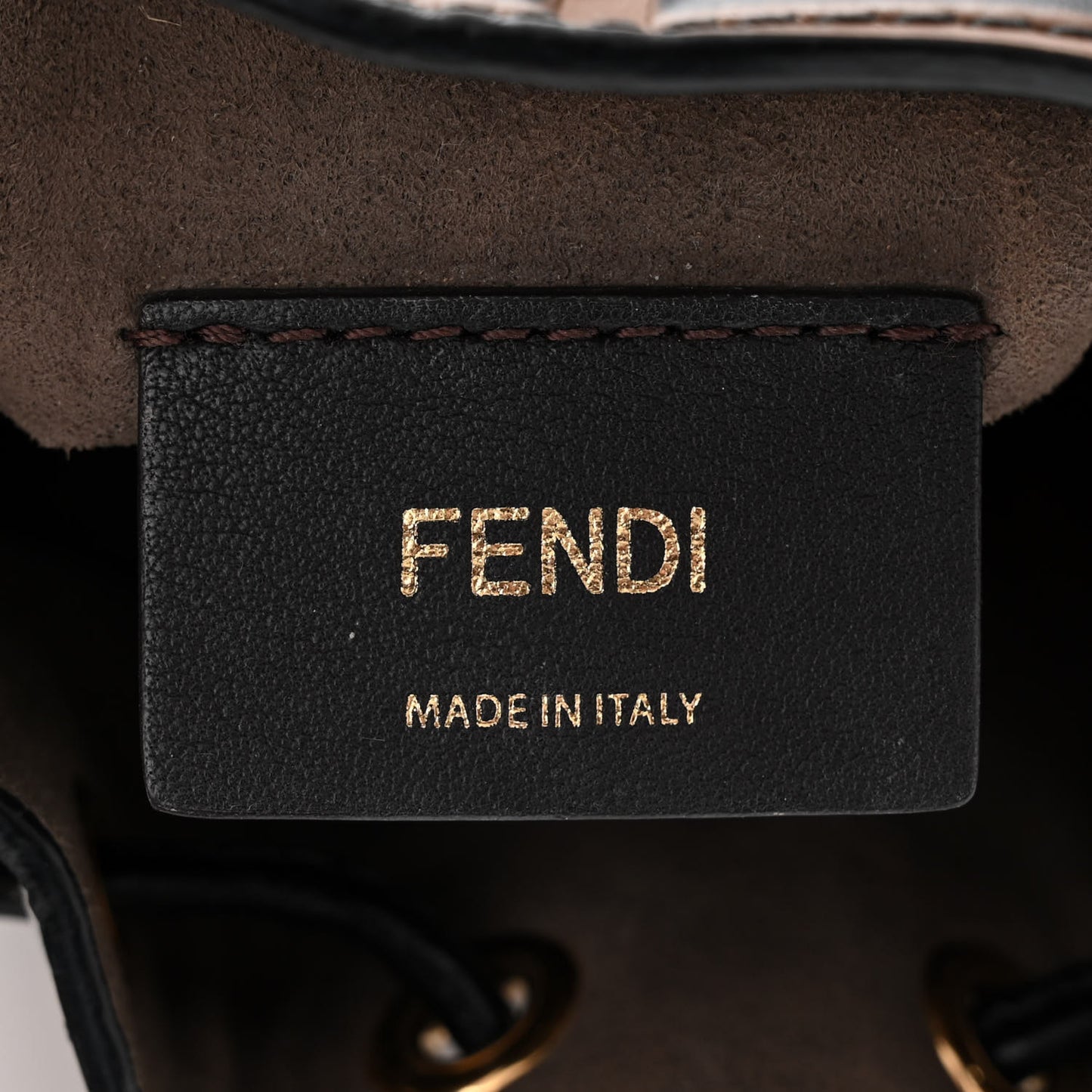 Vitello Liberty F is Fendi Bi-Color FF 1974 Embossed Mini Mon Tresor Bucket Bag Maya Black