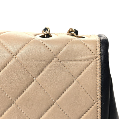 Chanel Calfskin Quilted Medium Graphic Flap Beige Black 12 of 12