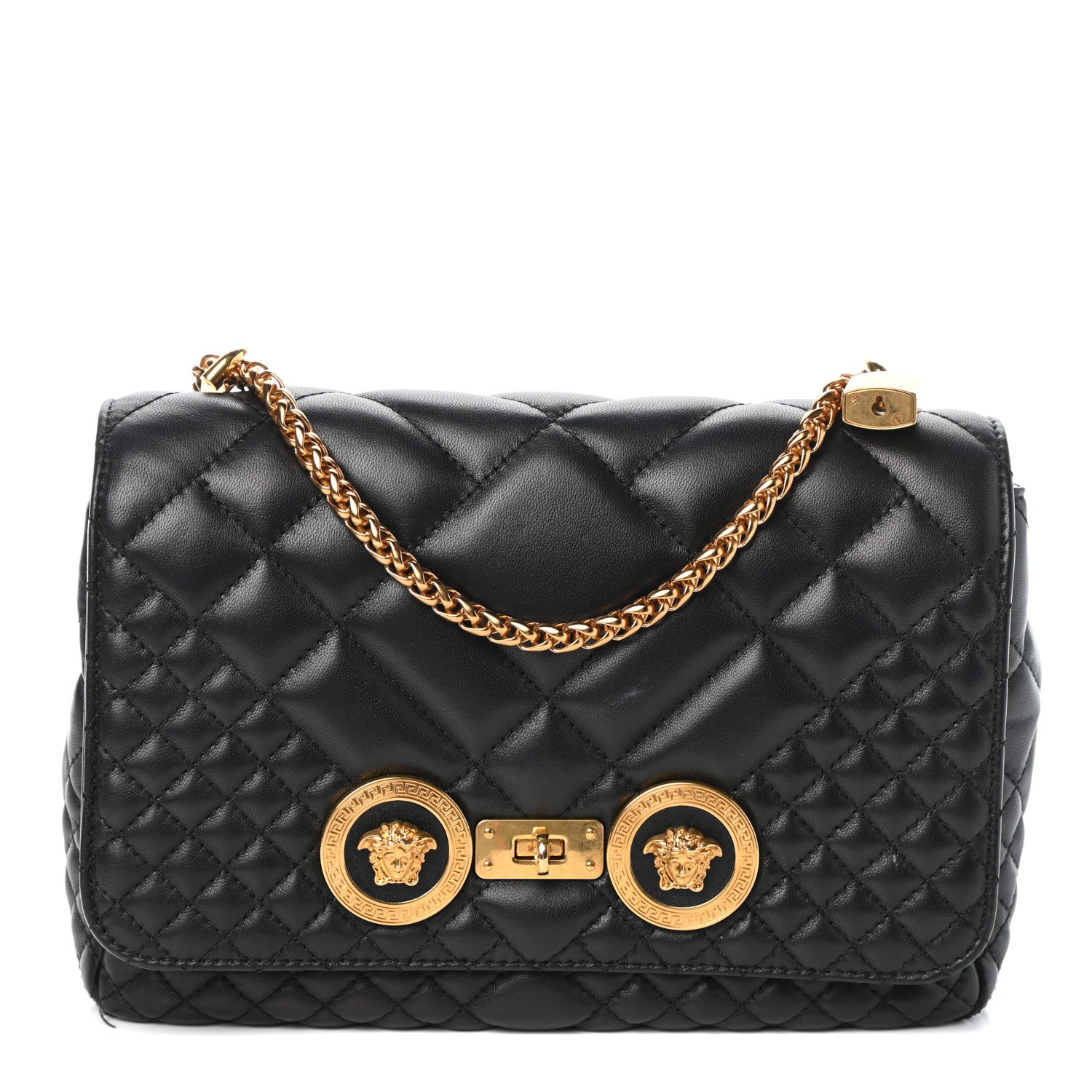 Versace Nappa Quilted Icon Shoulder Bag Black 1 of 15