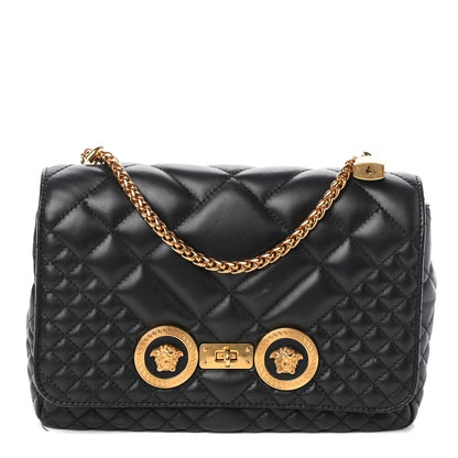 Versace Nappa Quilted Icon Shoulder Bag Black 1 of 15