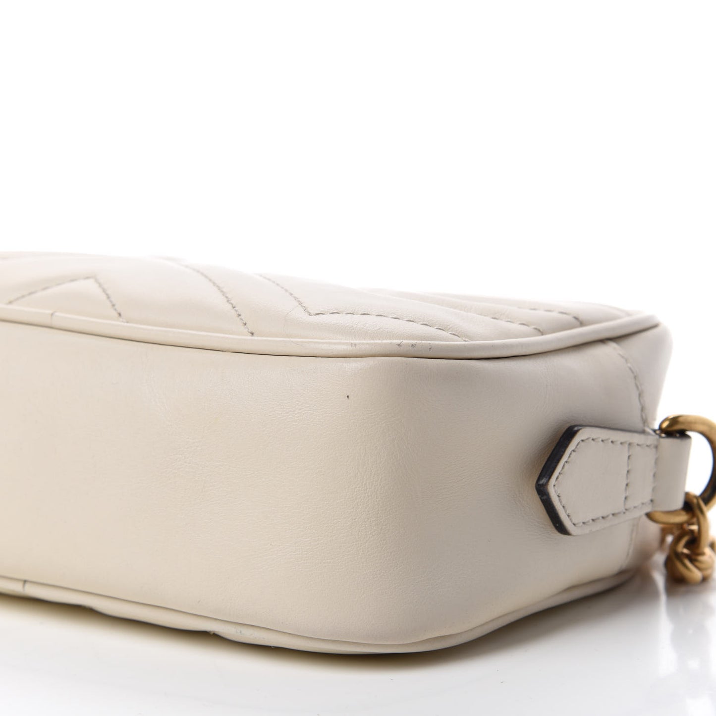 Calfskin Matelasse Mini GG Marmont Chain Shoulder Bag White
