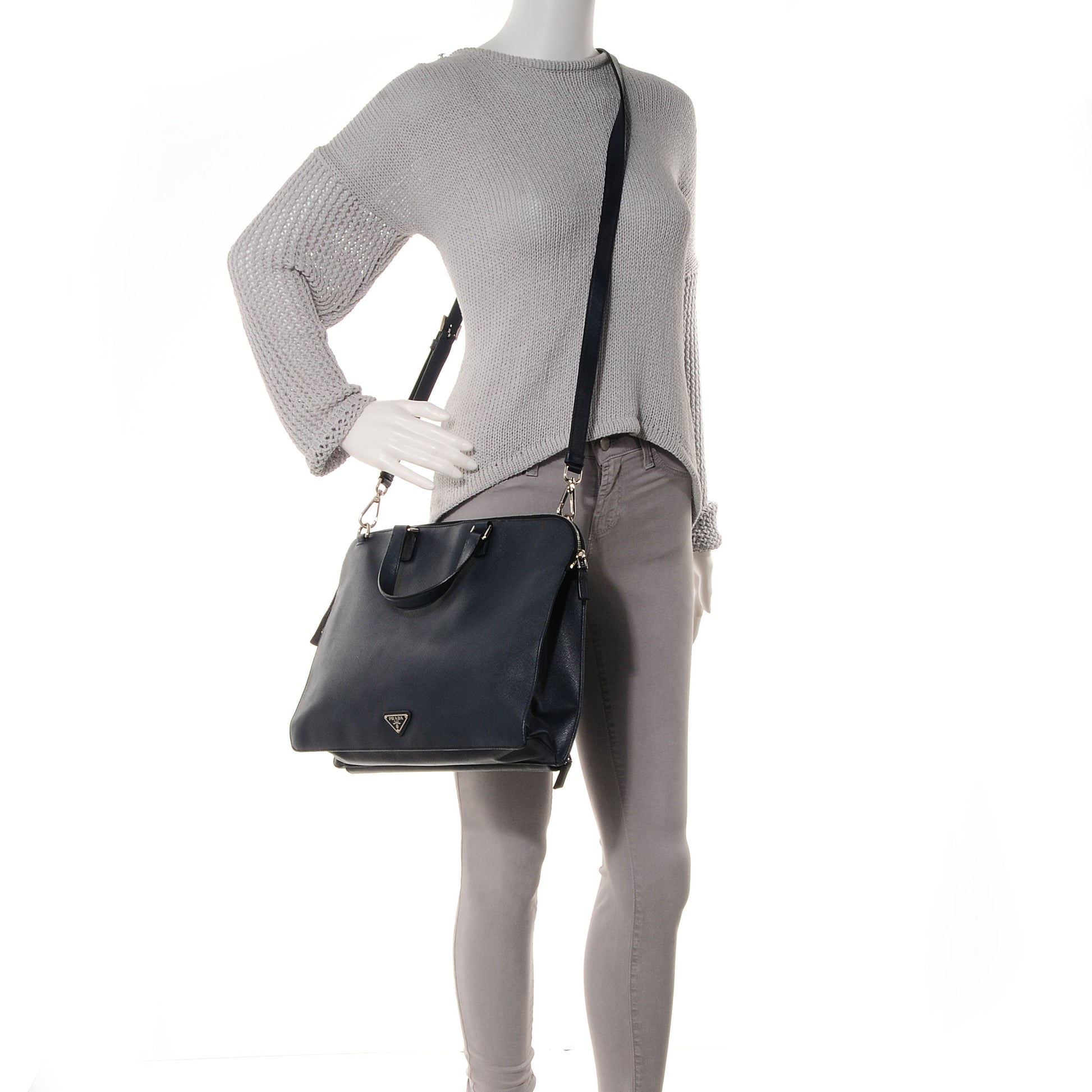 Prada Saffiano Travel Briefcase Baltico 2 of 11