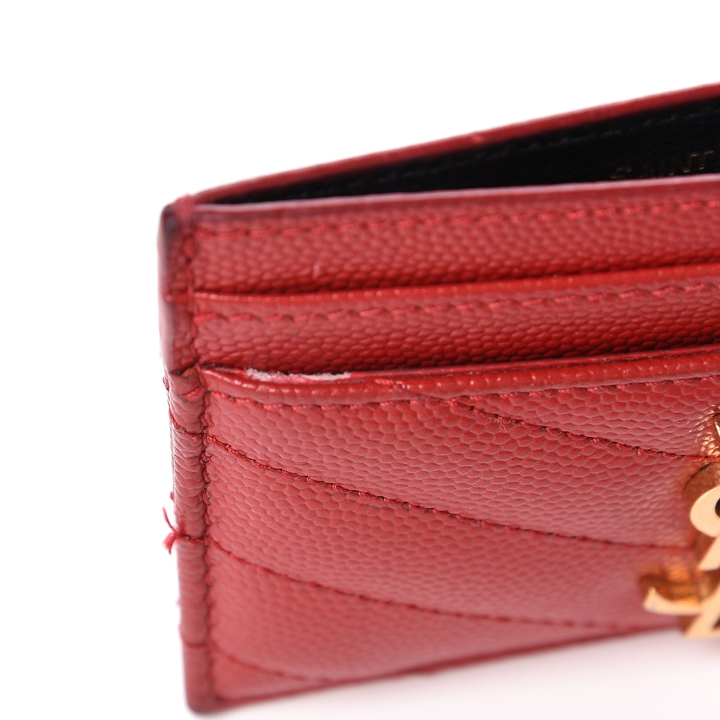 Grain De Poudre Matelasse Chevron Credit Card Case New Red