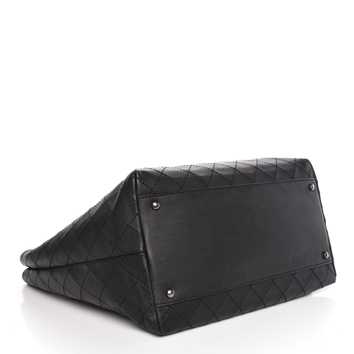 Chanel Calfskin Stitched Large Shopping Tote Black 4 of 9