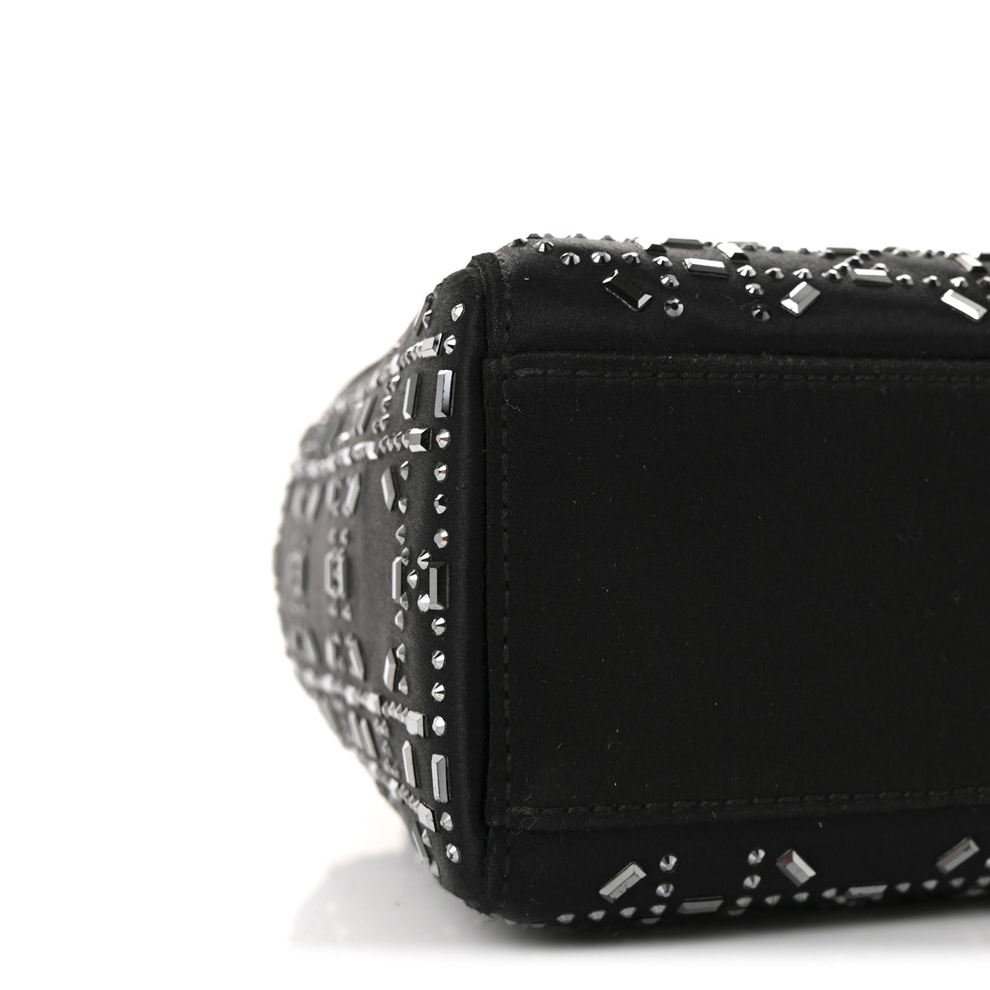 Satin Crystal Cannage Mini Lady Dior Black