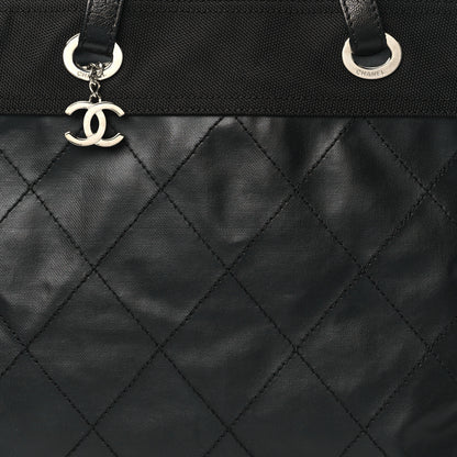 Chanel Coated Canvas Quilted Large Paris Biarritz Tote Black 8 of 12