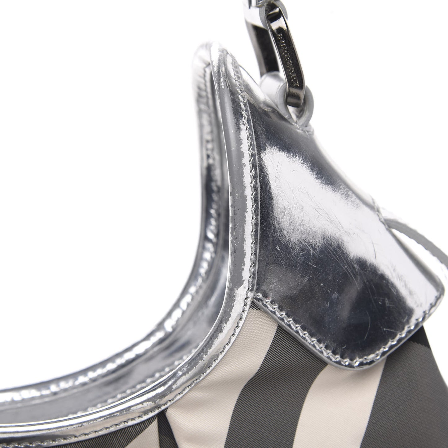 Metallic Beat Check Small Brooklyn Hobo Silver Black