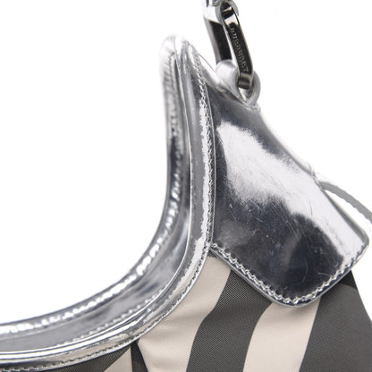 Burberry Metallic Beat Check Small Brooklyn Hobo Silver Black 14 of 14