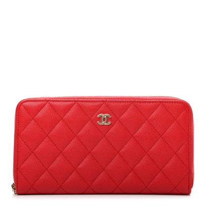 Chanel Caviar Quilted Large Gusset Zip Around Wallet Red 1 of 8