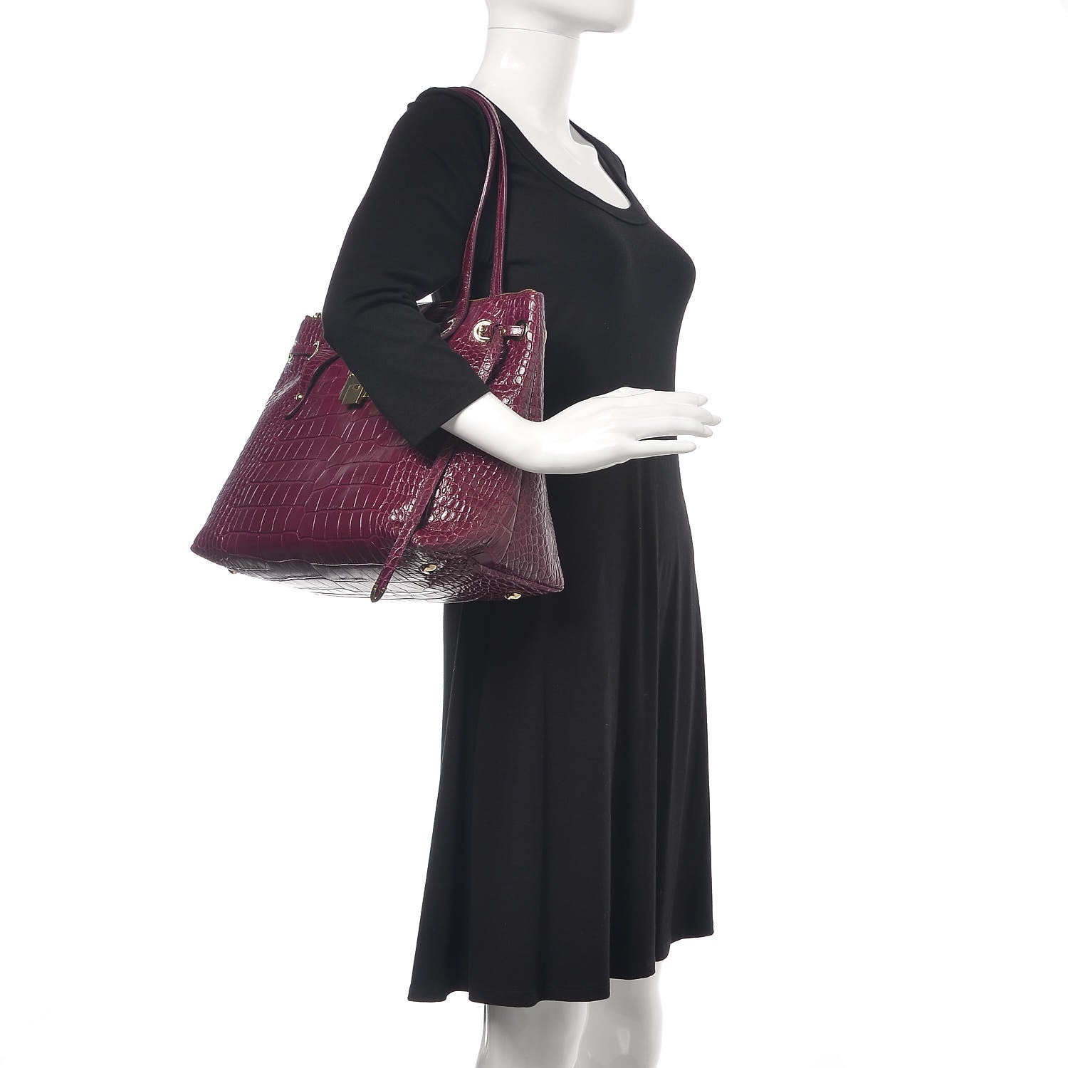 Jimmy Choo Calfskin Crocodile Embossed Medium Rhea Purple 2 of 13