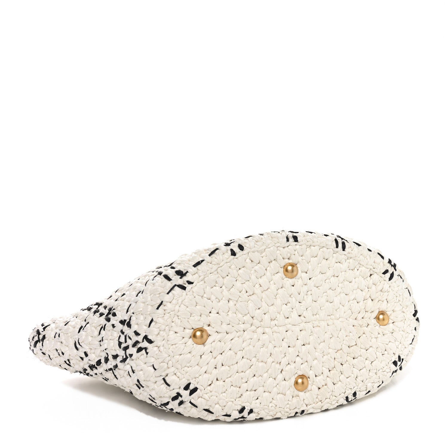 Chanel Raffia Effect Tweed Shopping Tote White Black 4 of 11
