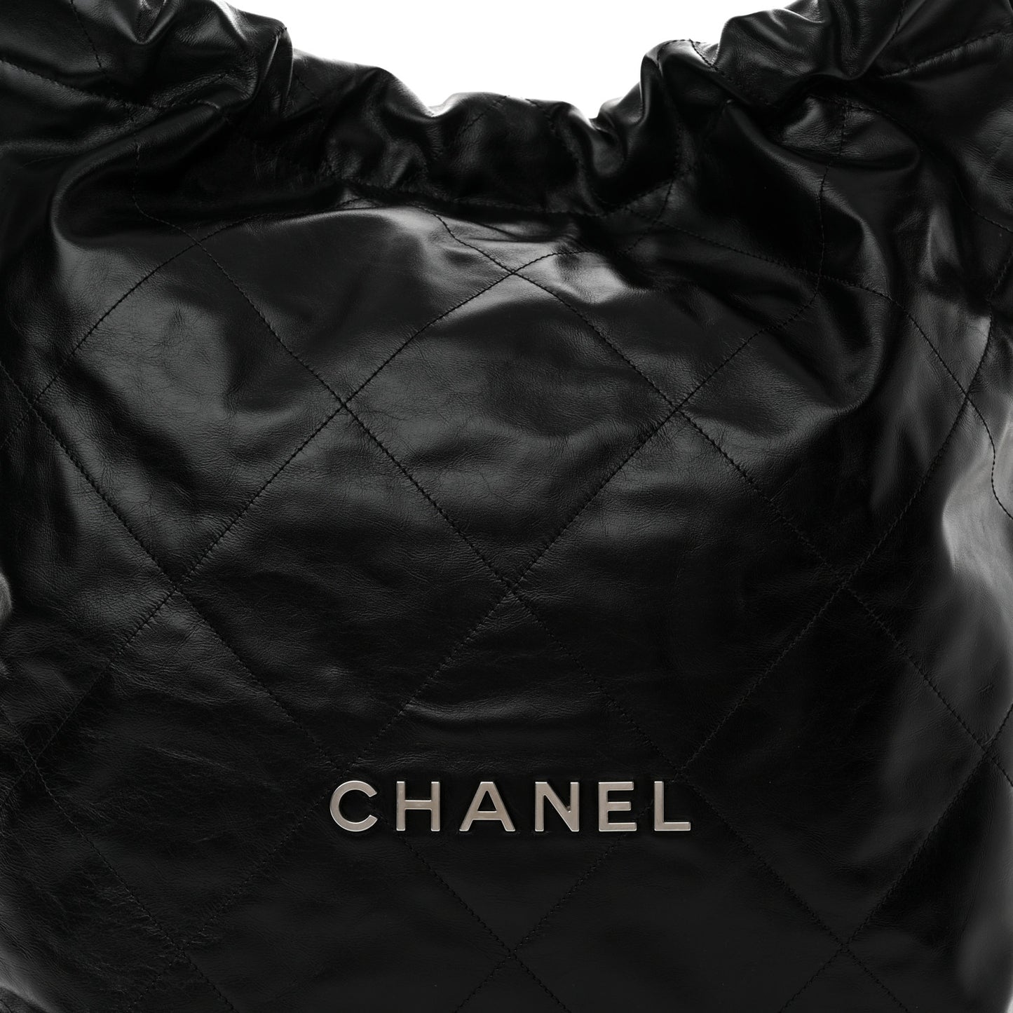 Shiny Calfskin Quilted Large Chanel 22 Black