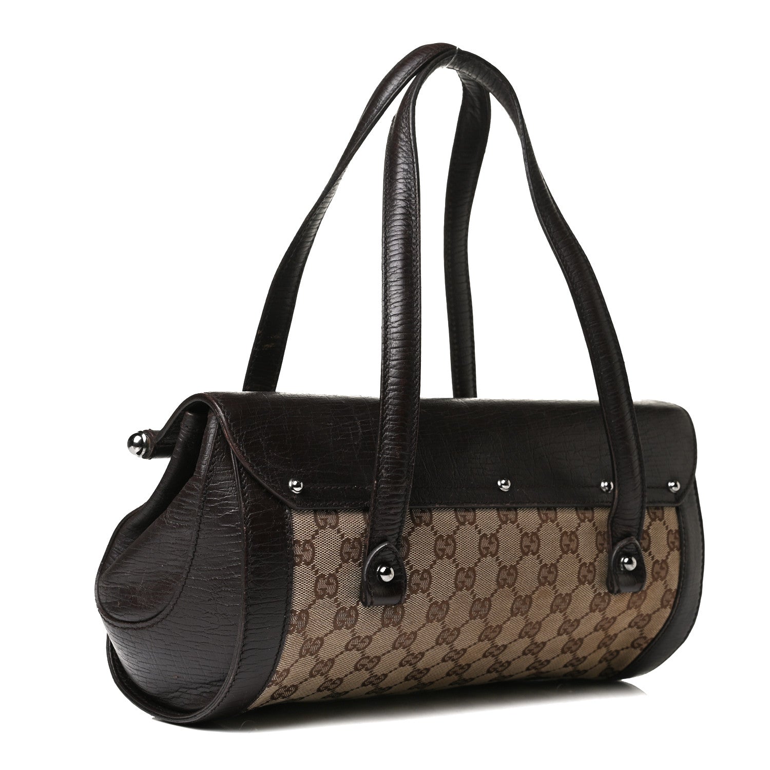 Gucci Monogram Small Bamboo Bullet Bag Dark Brown 3 of 15