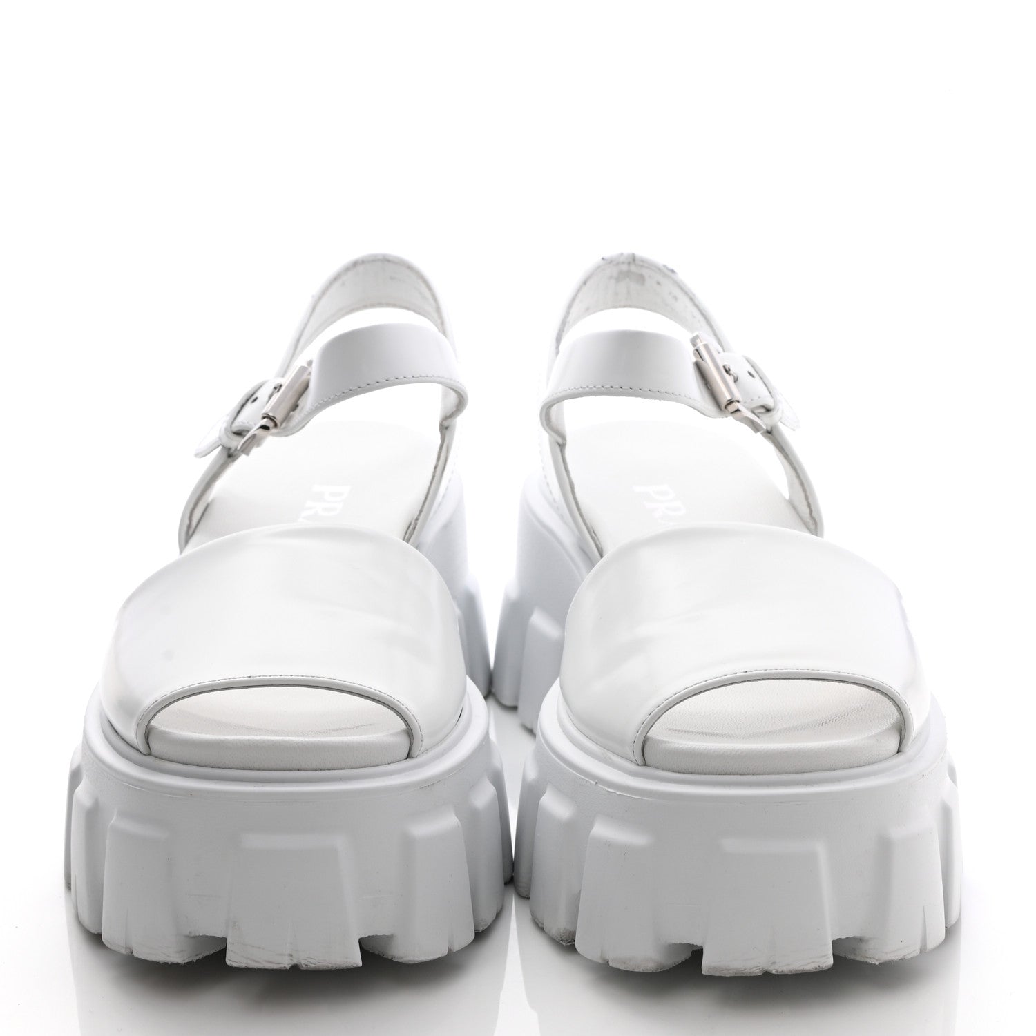 Prada Spazzolato Monolith 55mm Sandals 35 White 2 of 10